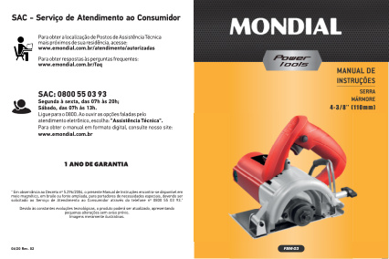 Capa do manual Mondial Br-06 - Eletrodomestico