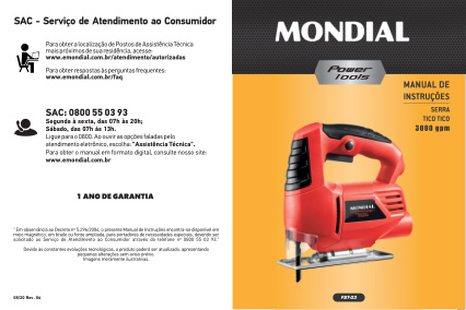 Capa do manual Mondial Br-08 - Eletrodomestico