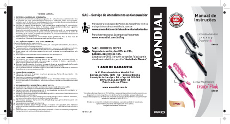 Capa do manual Mondial De-90 - Eletrodomestico