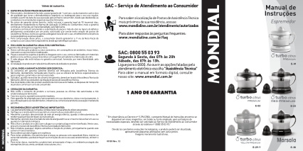 Capa do manual Mondial E-01 - Espremedor